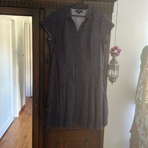 Ellis navy polkadot mid length dress, size 1x